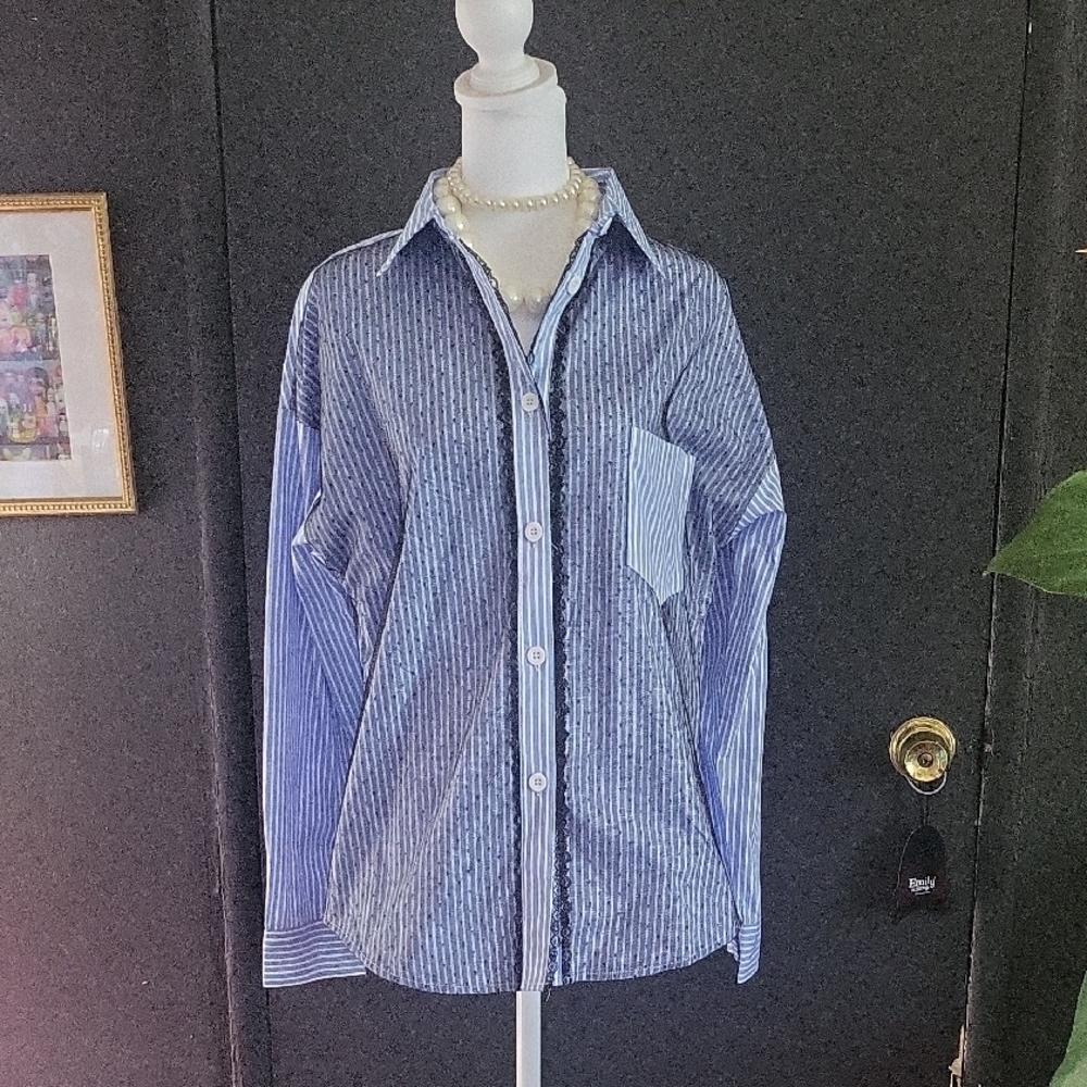 Striped Mesh Button Shirt